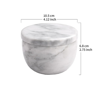 jalz jalz Acacia Wood Salt Cellar with white Marble Lid, 10oz Pinch Pot & Spoon