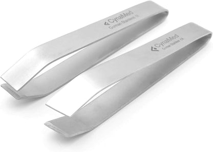 Cynamed 2 Pieces Fish Bone Tweezers, Stainless Steel Flat and Slant Tweezers Pliers Remover Tool, Non Slip Grip, Durable and Easy to Use (4.6")