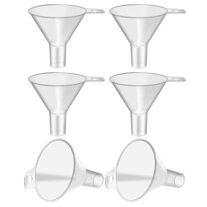 6 Pack Small Plastic Funnel for Filling Bottles,2.56 Inch Clear Wide Mouth Plastic Funnel for Filling Water Powder Essential Oils, Perfume,Kitchen Bath Garage Use (Wide Mouth)
