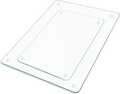 Glass Cutting Boards for Kitchen,Clear Tempered Cutting Board for Countertop,Non-slip Chopping Board,Table protection, Heat Resistant, Shatter Resistant, Set of 4