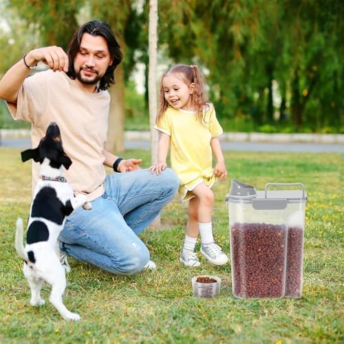LEAWALK 5Lbs Airtight Cat Dog Food Storage Container with Upgraded Large Nozzle BPA-Free, Pet Food Storage Containers for Rice, Grain, Pet Food, Flour, Dog Treat Storage (Dark Gray, 5L-1pack)