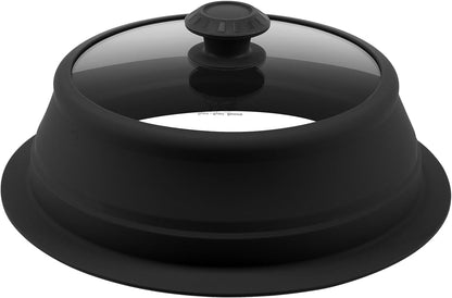 Collapsible Microwave Splatter Lid with Vented Tempered Glass Cover Wok Lid for Microwave Safe, Stockpot Steamer Pot Pan Round Bowl 6" 7" 8" 9" 10" 11" 12" Universal Multifunction Silicone Cover