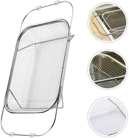 Kichvoe Retractable Sink Drain Basket Extendable Stainless Steel Kitchen Strainer Large Capacity Reusable Food and Vegetable Drainer with Quick Drainage for Home Kitchen