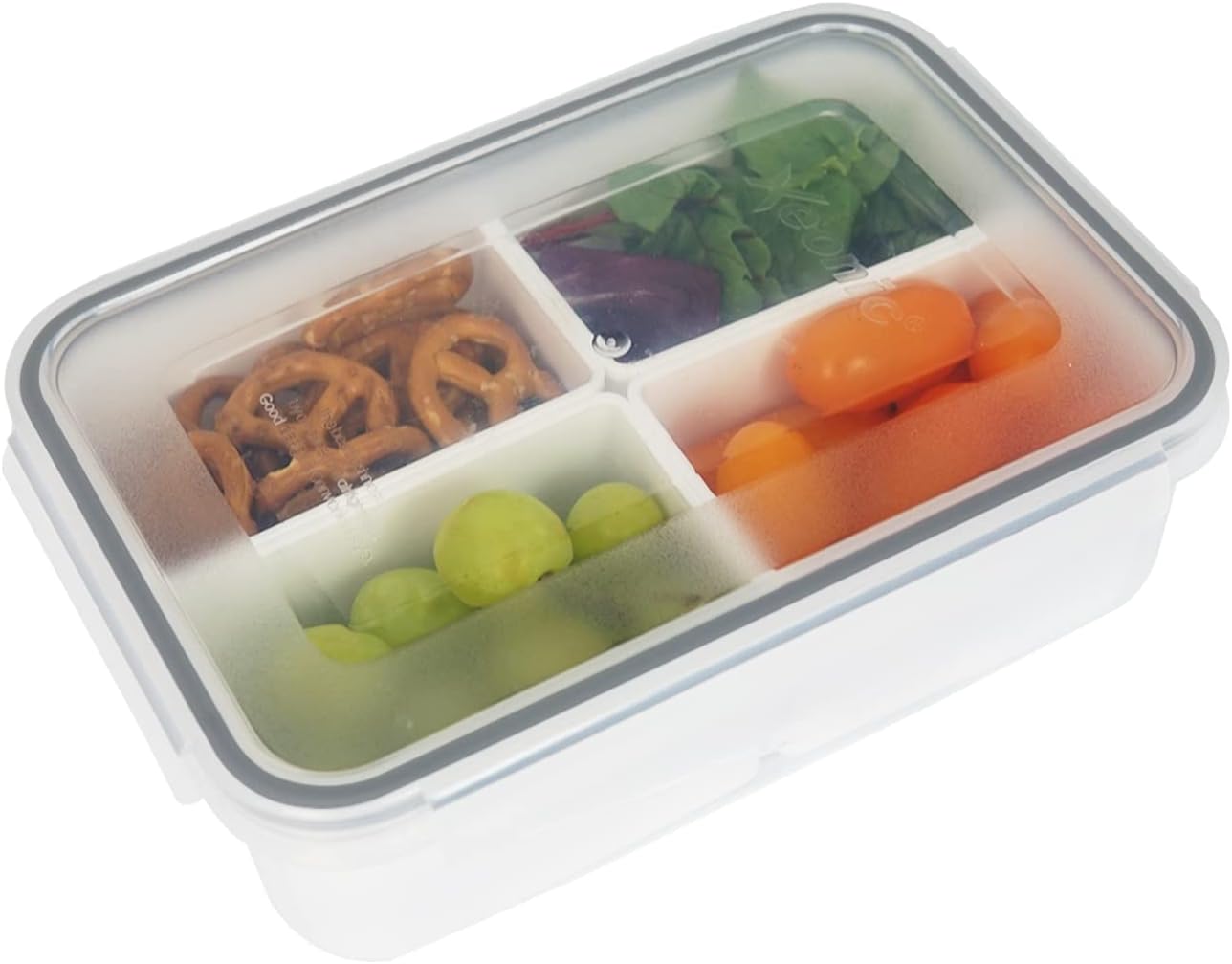 carrotez Food Storage Containers with 3 Removable Compartments, Food Prep Container with Airtight Lids, Portion Control Container, Microwave Safe, Reusable, 4.64 Cup (1100ml)