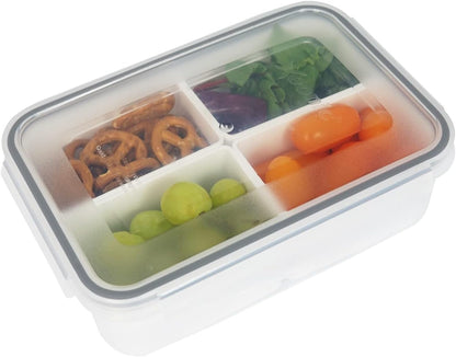 carrotez Food Storage Containers with 3 Removable Compartments, Food Prep Container with Airtight Lids, Portion Control Container, Microwave Safe, Reusable, 4.64 Cup (1100ml)