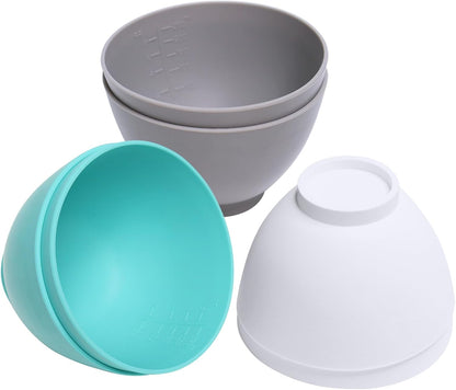Silicone Mixing Bowl for Melting Chocolate, 6PCS (Green, Grey, White)