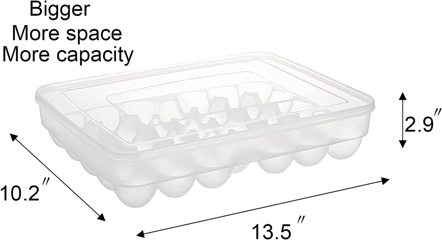 Sooyee 2 Pack Covered Egg Holders for Refrigerator,Clear 2X24 Deviled Egg Tray Storage Box Dispenser,Stackable Plastic Egg Cartons,Egg Holder Countertop(48 Eggs)