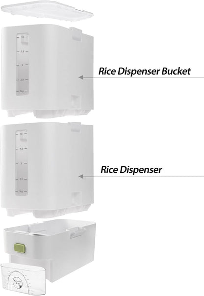 Letusto Rice Dispenser - Rice Storage Dry Food Container Max 26 Pounds Capacity - Great Kitchen Organizer with Measurable Rice Cylinder - Bucket Extension ONLY