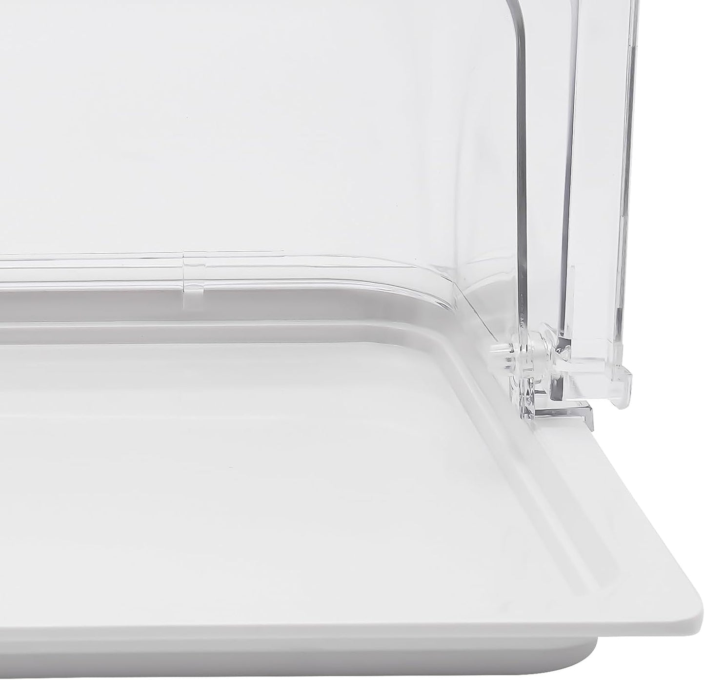 DYNAMI Food Serving Display Tray with Clear Roll Top Cover,Food Grade PC Tray White Food Serving Tray Dessert Display Tray forRestaurant Hotel Kitchen Party Buffet Serving Food,16.5 * 11in
