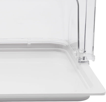 DYNAMI Food Serving Display Tray with Clear Roll Top Cover,Food Grade PC Tray White Food Serving Tray Dessert Display Tray forRestaurant Hotel Kitchen Party Buffet Serving Food,16.5 * 11in