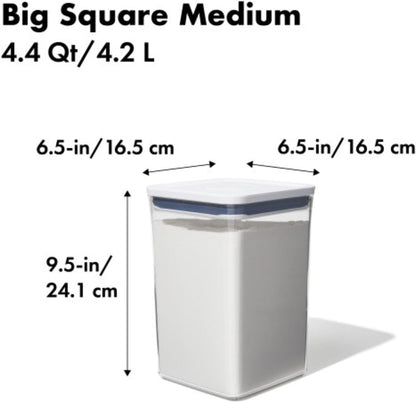 OXO Good Grips POP Container - Airtight Food Storage - Big Square Short 2.8 Qt Ideal for 5 lbs of sugar, cookies or crackers