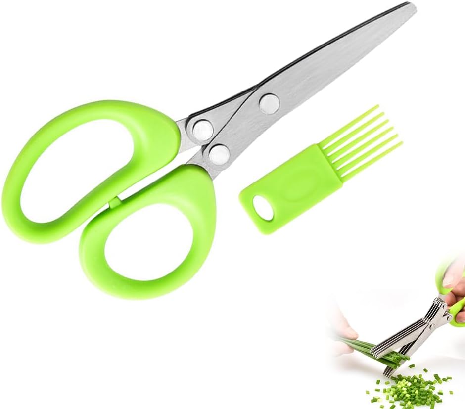 5-Blade Stainless Steel Herb Scissors for Chopping Basil,Chive,Parsley，Mix