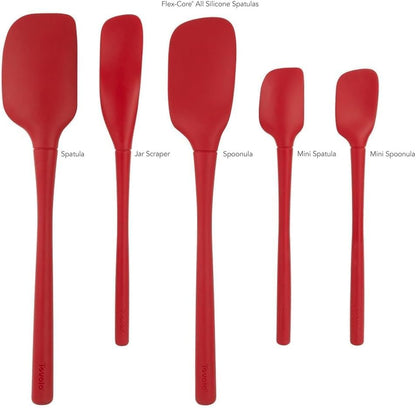 Tovolo Flex Core 5 Piece Silicone Spatula Set Heat Resistant All Silicone Utensils Include Non Stick Spatula Spoonula Jar Scraper, Dishwasher Safe BPA Free Spatulas for Baking Mixing, White