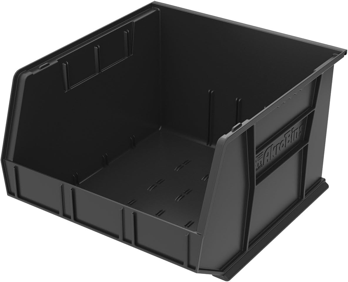 Akro-Mils 30270 AkroBins Plastic Storage Bins, Space-Saving Stackable Bins for Garage, Pantry, Craft Organization, 18" x 16" x 11", Clear, 3-Pack