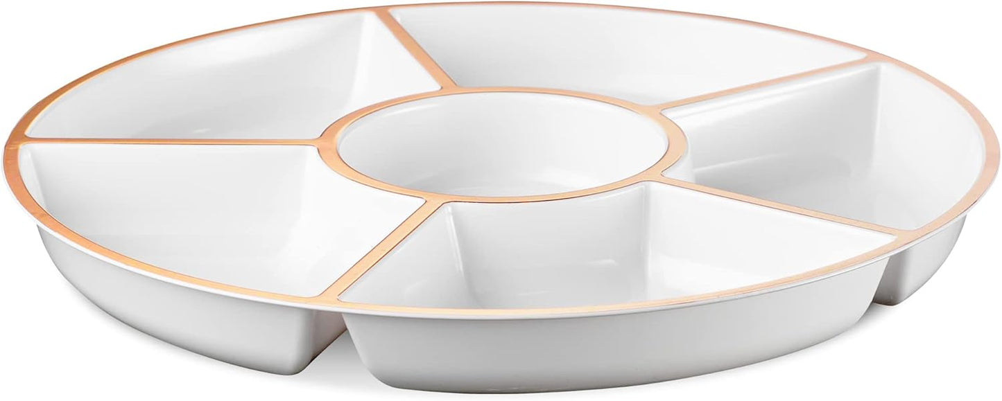 Plasticpro 6 Sectional Round Plastic Serving Tray/Platter (4, Clear)