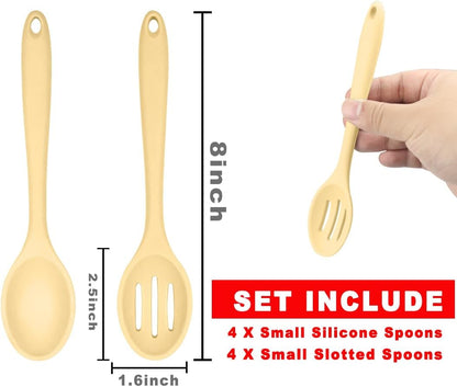 ELANE 8 Pcs Silicone Cooking Utensils Set,Silicone Serving Spoons Cooking Spoons for Nonstick Cookware for Kitchen Salads