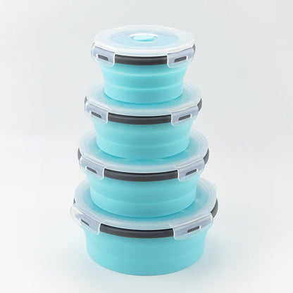 3-Piece Collapsible Food-Storage-Container Set – Foldable Meal Prep Containers Reusable, Stackable Bowls,Green