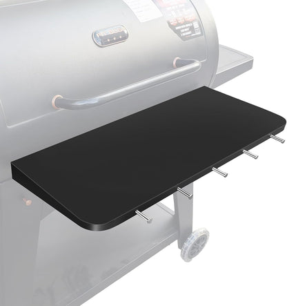 QuliMetal Folding Front Shelf for Traeger Pro 34, Texas Elite 34, Century 885 and Eastwood 34, 37" x 12" Heavy-Duty Grill Prep Table with Cutting Board, Stainless Steel Basin, Lid and 5 Hooks