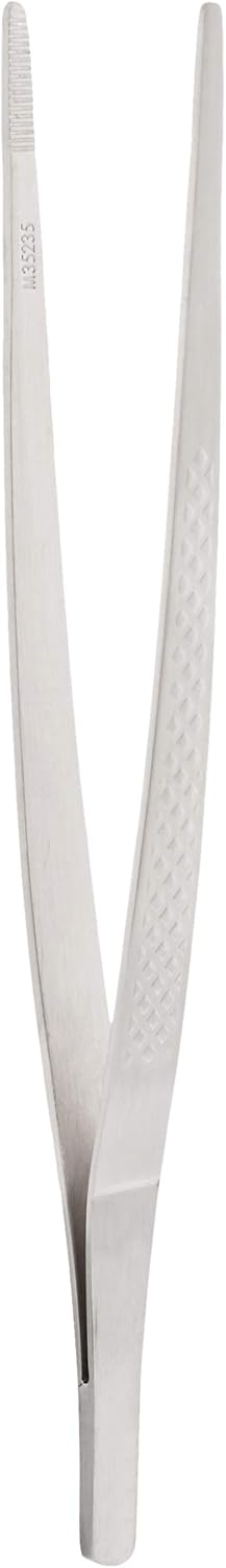Mercer Culinary 18-8 Stainless Steel Chef Plating Tongs, Offset Tip, 6-1/2 Inch