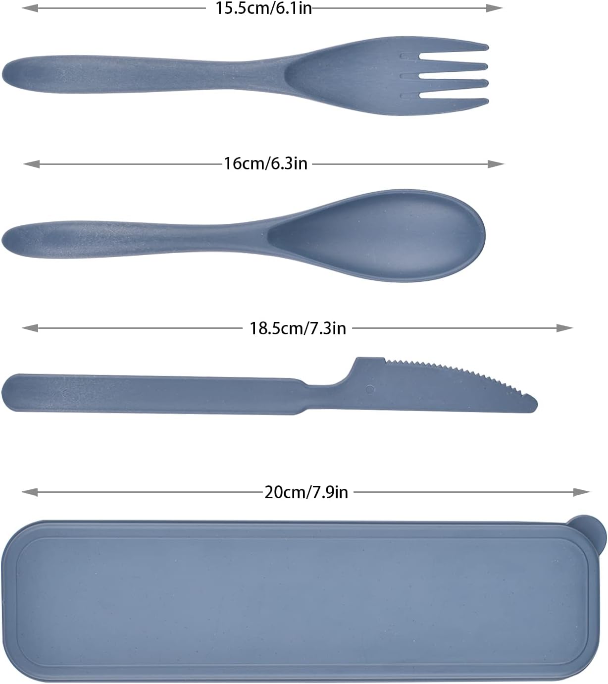 2 Sets Reusable Utensil Set with Case, Portable Plastic Spoons Fork Knife Camping Utensils for Lunch Box Accessories for Kids Adults Travel Picnic Camping Daily Use(Blue, Black)