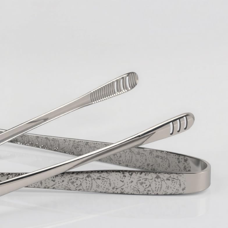 4 Pieces 11 Inches Korean BBQ Tongs Stainless Steel Grill Kitchen Food Tongs Tweezers Cooking Clamp Tool for Salad, Fish, Steak, Barbecue, Buffet, Meat