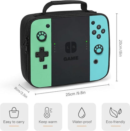 Game Lunch Bag for Boys Girls Gamer, Insulated Video Game Lunch Box for School Work Office Travel Picnic Hiking Beach, Waterproof Leakproof Portable Fits Most Bento Boxes