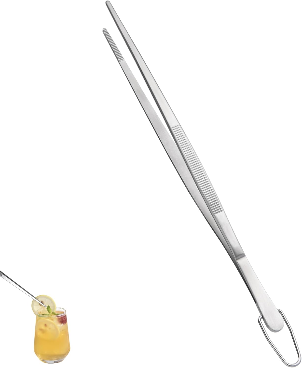 U-Taste 8"+10"+12" Kitchen Cooking Tweezer: 18/8 Stainless Steel Food-Grade Metal Food Tong, Flexible Pinching, Seamless-Welding and Sturdy for Serving Grilling Frying, Plating, Feeding (Pointed Tip)