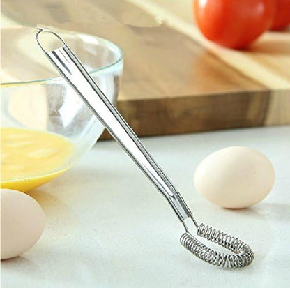 Stainless Steel Mini Spring Egg Beater Silicone Whisk Magic Hand Held Sauce Stirrer Blender Milk Frother Foamer Coffee Mixer (2Pack-Silicone+Steel coil)