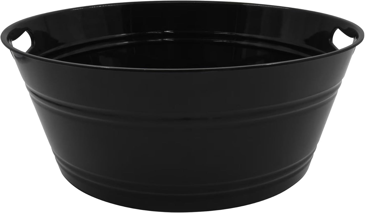 17.50" x 17.50" x 7.00"Reusable Washable Round Party Tub, Plastic, Black