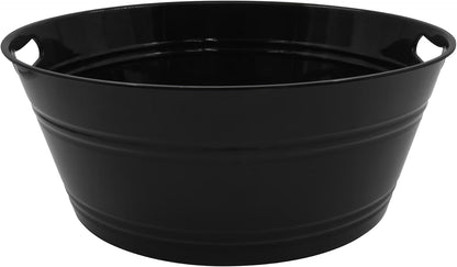 17.50" x 17.50" x 7.00"Reusable Washable Round Party Tub, Plastic, Black