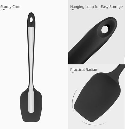 Heat Resistant Silicone Spatula Set: U-Taste 600ºF High Temp Seamless Food Grade Utensil, Flexible Rubber Silicon Kitchen Cooking Mixing Baking Scraper for Nonstick Cookware Set of 4 (Aqua Sky)