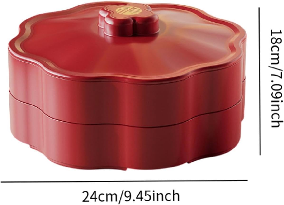 Generic Divided Serving Tray with Lid Serving Bowl Dessert Dish Snacks Platter Snackle Tray for Party Kitchen Chinese New Year Treats, 1 Tier