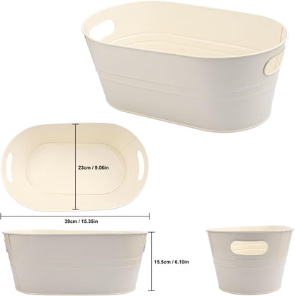 3 Pack 15.3" x 9" x 6" Yellow Metal Galvanized Tub with Handles, 3 Gallon Large Beverage Tubs for Parties, Beer, Wine, and Cocktails, Rust-Proof and Durable Ice Buckets