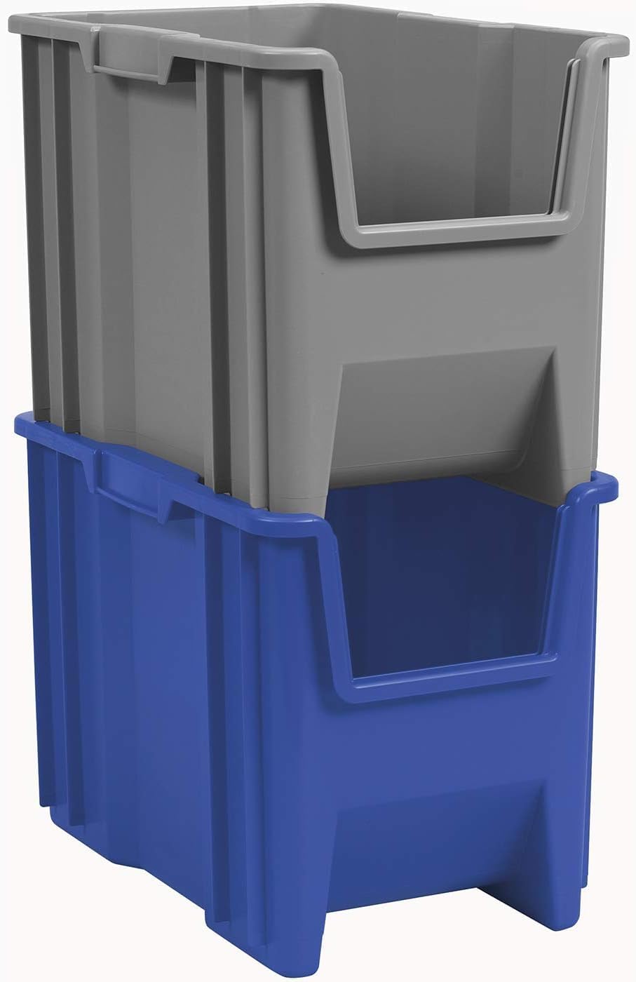 Akro-Mils 13018 Stak-N-Store Stackable Storage Bins, Heavy Duty Garage Storage Containers, Open Front Plastic Organizer for Tools, Shelves, Closet Organizer, 17-1/2" x 16-1/2" x 12-1/2", Clear, 2-Pack