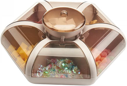 Snack Serving Tray Rotating Storage Box 7 Compartment Fruit Candy Appetizer Serving Tray with Lid Food Server Display Plate