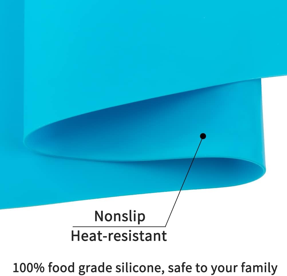 Extra Large Dark Green Countertop Mat - Silicone Table Kitchen Desk Mat - Non-Slip & Heat Resistant - Dinner Placemat Pastry Dough Rolling Mat - Colors A