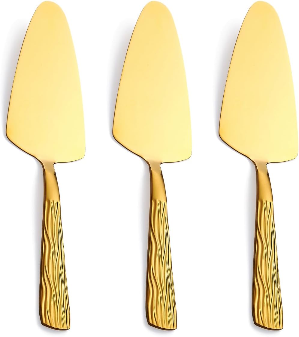 Silver Cake Server Set with Wave Handle, Stainless Steel, 3PCS