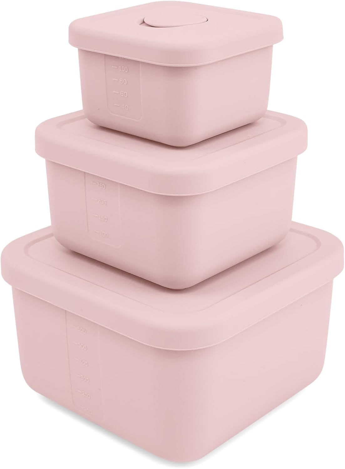 3 PCS Silicone Food Storage Containers with Lids，BPA Free Reusable Silicone Storage Containers for Food Freezer Containers Freezer Dishwasher Safe（24oz,10oz,4oz）