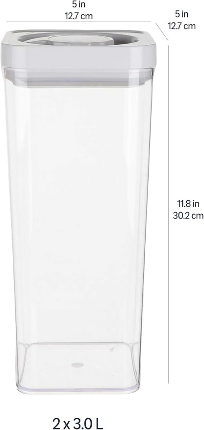Amazon Basics Airtight Food Storage Containers, BPA Free, Dishwasher Safe, with Twist/Turn Lids, for Kitchen Pantry Organization, 10-Piece Square Set, Clear Plastic