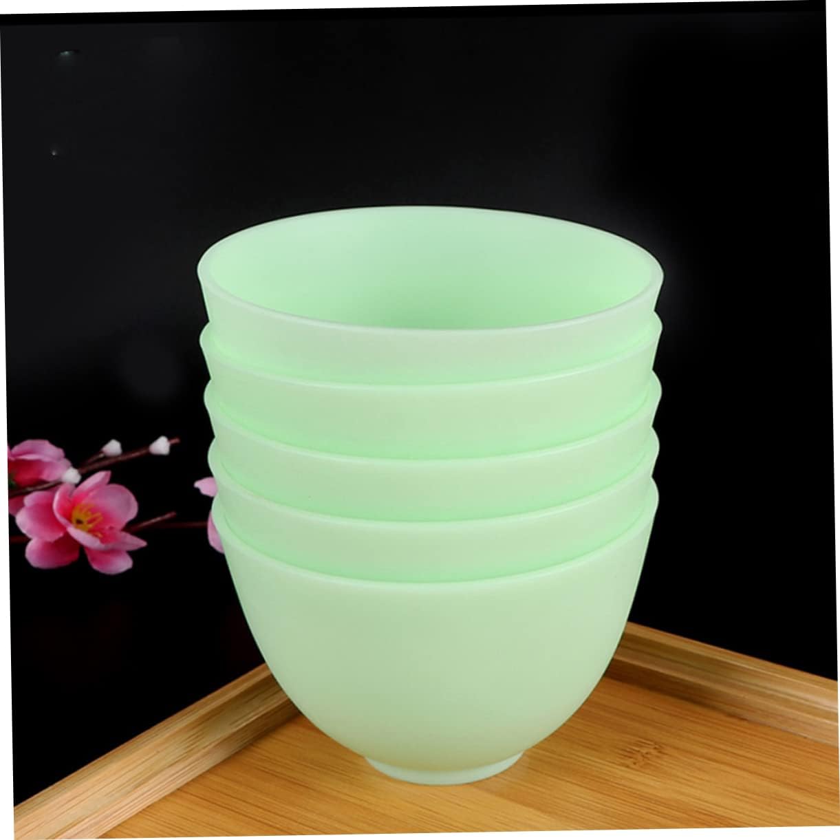 Didiseaon Odorless Anti-drop Silicone Mixing Bowl for Facial Masks Cooking Flexible Microwave Dishwasher Safe for Ingredients Sauces Medium Green