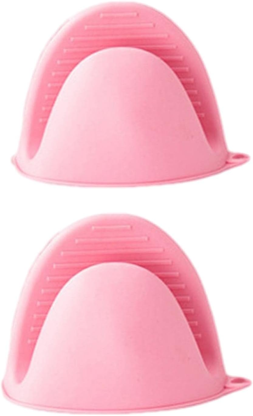 Yajuyi Dish Plate Clip Tongs Silicone Cooking Pinch Bowl Gripper Anti Hot, Pink Combo Set, 18.5x8.5cm