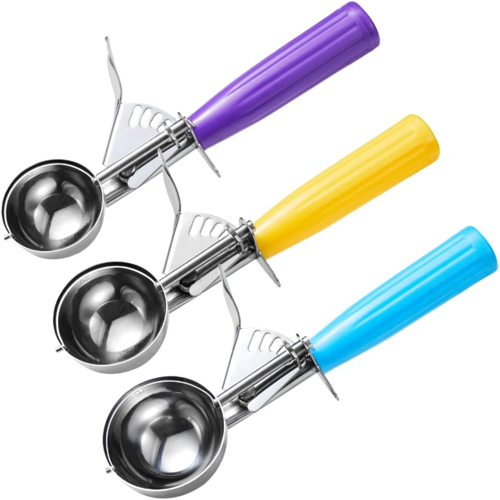 HOMURE H Ice Cream Scoop Set, 3 PCS Cookie Scoops, Disher, Muffin Scoops, Cupcake Scoop - #16 (2.7 oz), #20 (2 oz), #30 (1.25 oz), For Cookie, Ice Cream, Muffin, Side Dish, Mashed Potatoes
