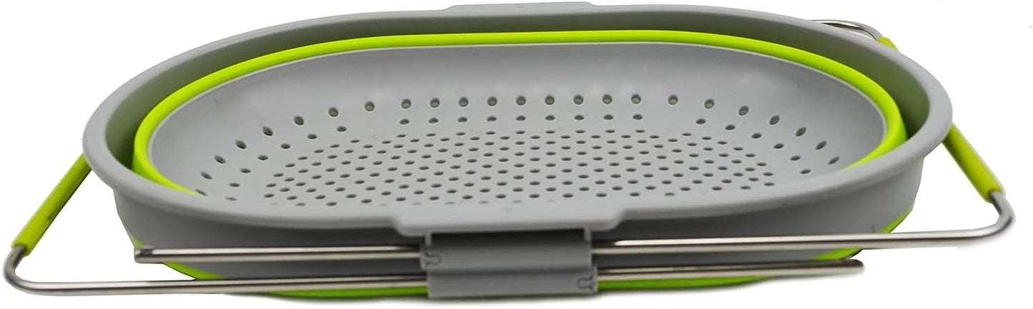 SAMMART 5L (1.3 gallon) Expandable & Collapsible Over The Sink Rectangular Colander (1, White/Grey)
