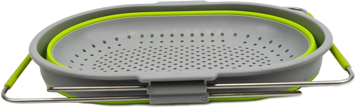 SAMMART 5L (1.3 gallon) Expandable & Collapsible Over The Sink Rectangular Colander (1, White/Grey)