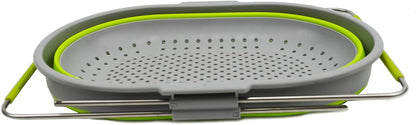 SAMMART 5L (1.3 gallon) Expandable & Collapsible Over The Sink Rectangular Colander (1, White/Grey)