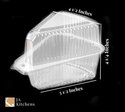 Hinged, Clear Single-Slice Pie/Cake/Cheesecake Container (High Dome Lid) - 20 Pieces