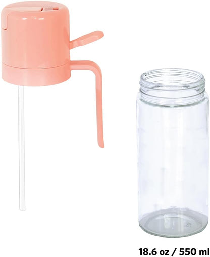 Glad 2 in 1 Oil Dispenser, 18.6oz/550ml - Olive Oil Sprayer for Cooking, Pouring Salad Dressing, and Grilling - Kitchen Gadget with Refillable Glass Bottle, Handle, and Mist or Pour Options - Rust