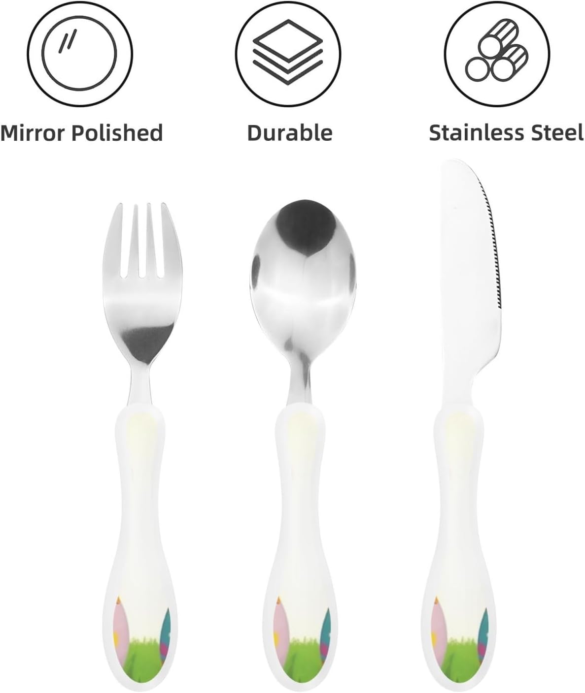 3-Piece Kids Silverware Set With Storage Case, Stainless Steel Reusable Children Safe Knife Spoon Fork Set Insects Love Children Flatware Set For Kids Lunch Box
