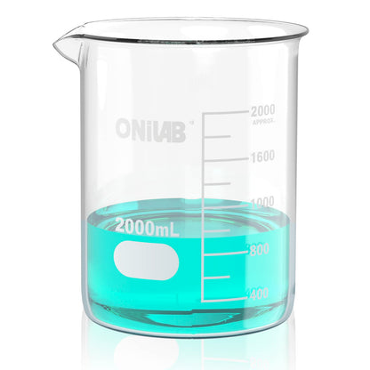 ONiLAB Glass Measuring Beaker Set 50ml 100ml 250ml (Pack of 3) 3.3 Boro Griffin Low Form with Printed Graduation Scientific Glassware for Laboratories, Classrooms or Home Use 13900244
