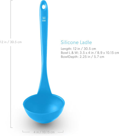 DI ORO Silicone Ladle - Soup & Serving, 600F Heat Resistant, Black